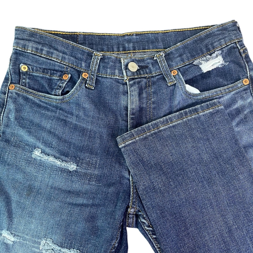 Levis 511 Slim Fit Distressed Blue Denim Ripped Jeans Men's 30x30.5